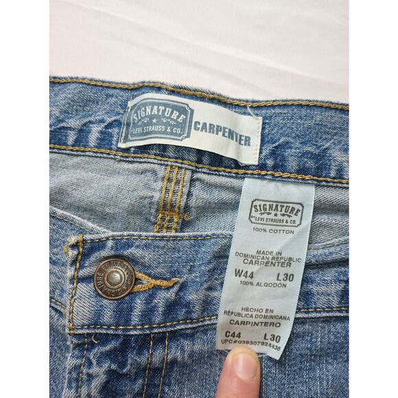 Mens Levis Baggy Denim Carpenter Jeans Blue Faded Trashed Y2K Size 44x30 - Picture 2 of 5